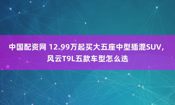 中国配资网 12.99万起买大五座中型插混SUV, 风云T9L五款车型怎么选